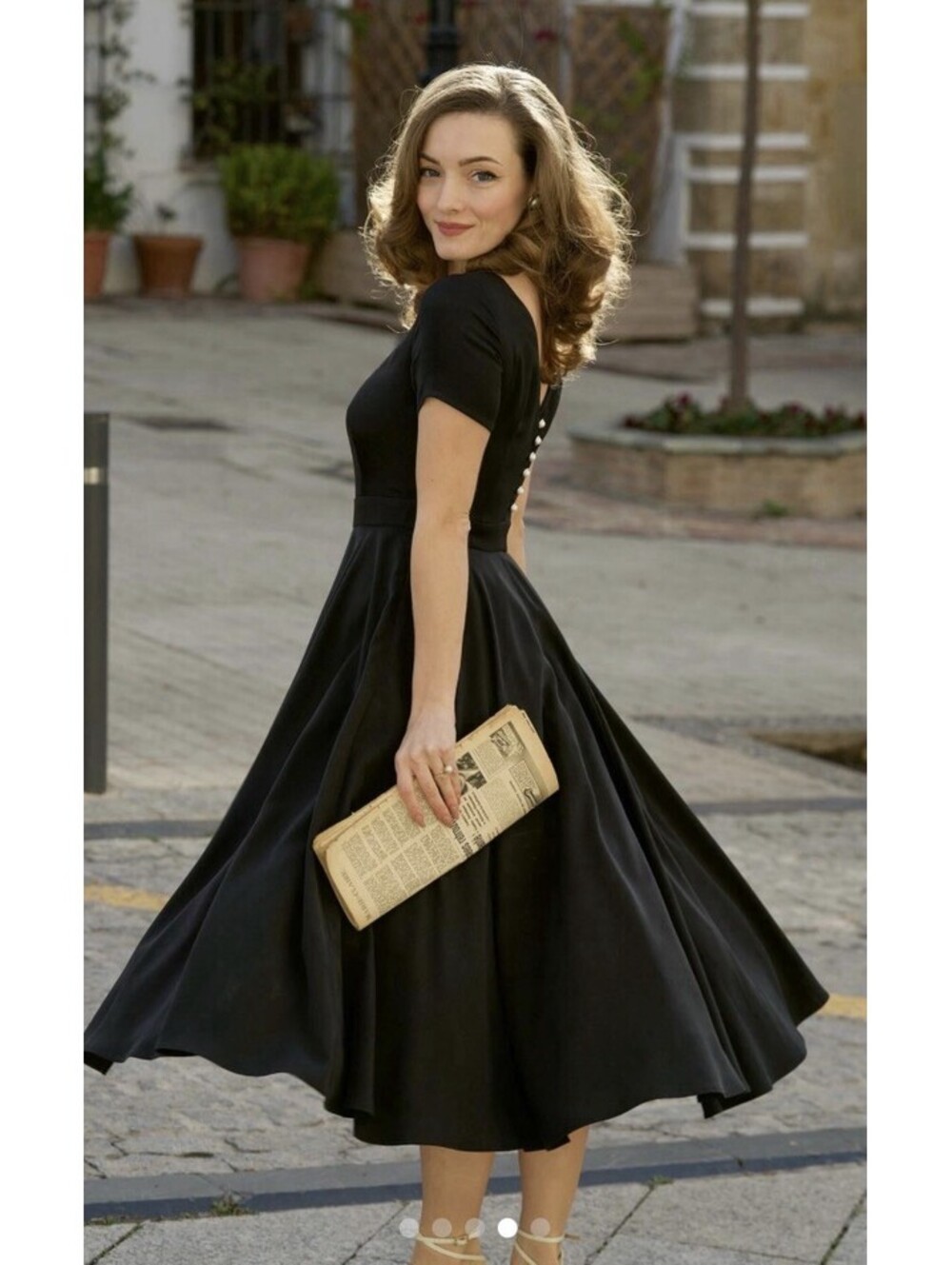 NWT Anastasiia Nova X Gaâla Paris Nova Polka Dot Silk Midi Dress Black FR 38 US6